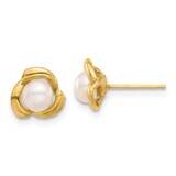 4-5mm Round White Fwc Pearl Flower Post Earrings 14k Gold XF855E, MPN: XF855E,