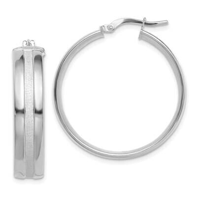 30mm Satin Polished Hoop Earrings 14k White Gold TF1764W, MPN: TF1764W, 191101974984