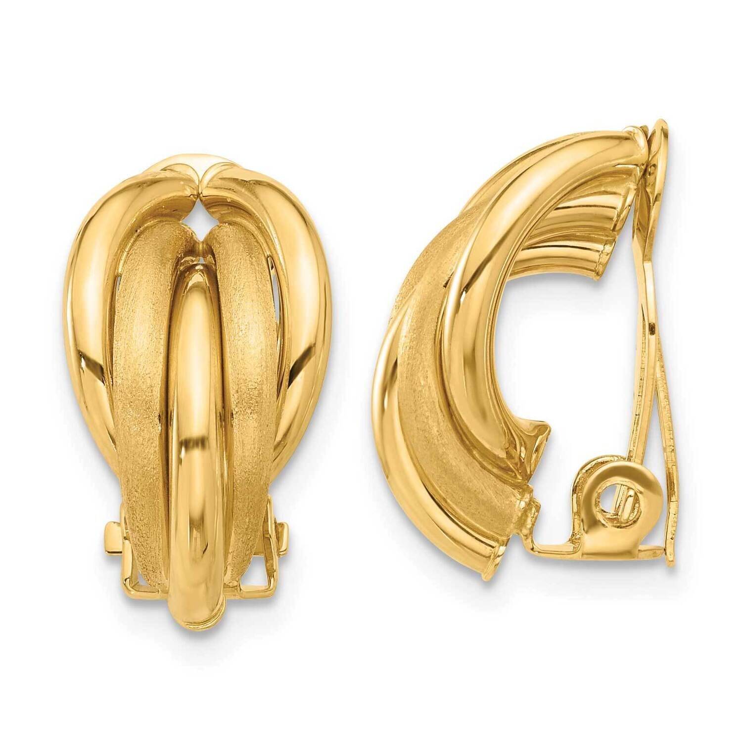 Satin Omega Clip Non-Pierced Earrings 14k Polished Gold TF2333, MPN: TF2333,