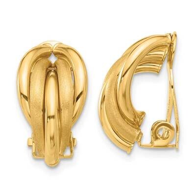 Satin Omega Clip Non-Pierced Earrings 14k Polished Gold TF2333, MPN: TF2333,