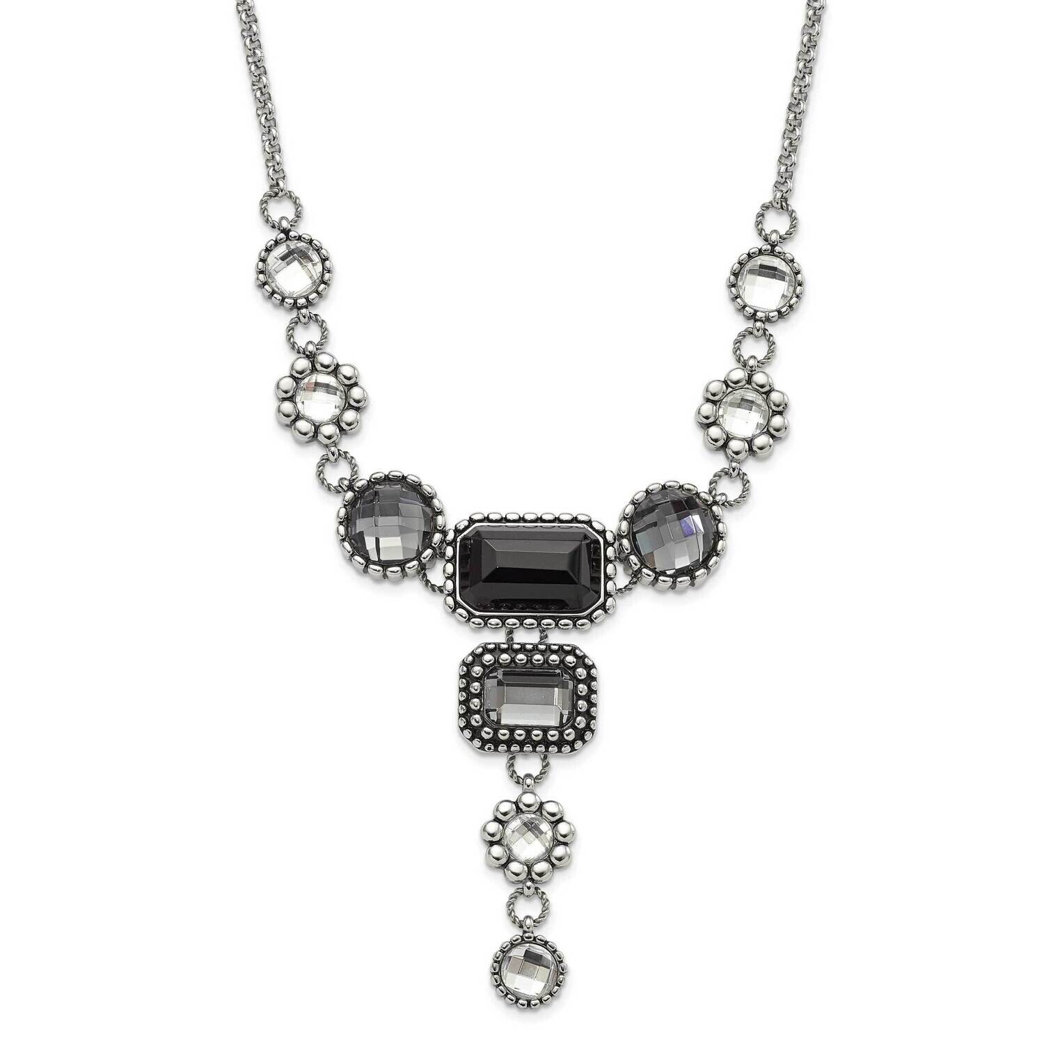 Polished/Antiqued Fancy Glass Beads 2 Inch Extender Necklace Stainless Steel SRN1502-18 by Chisel, …