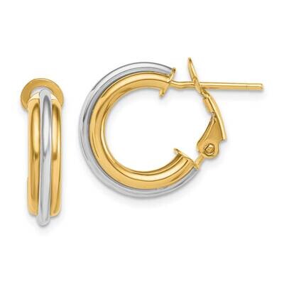 17mm Polished Omega Back Hoop Earrings 14k Two-Tone Gold TF1720, MPN: TF1720, 191101974328