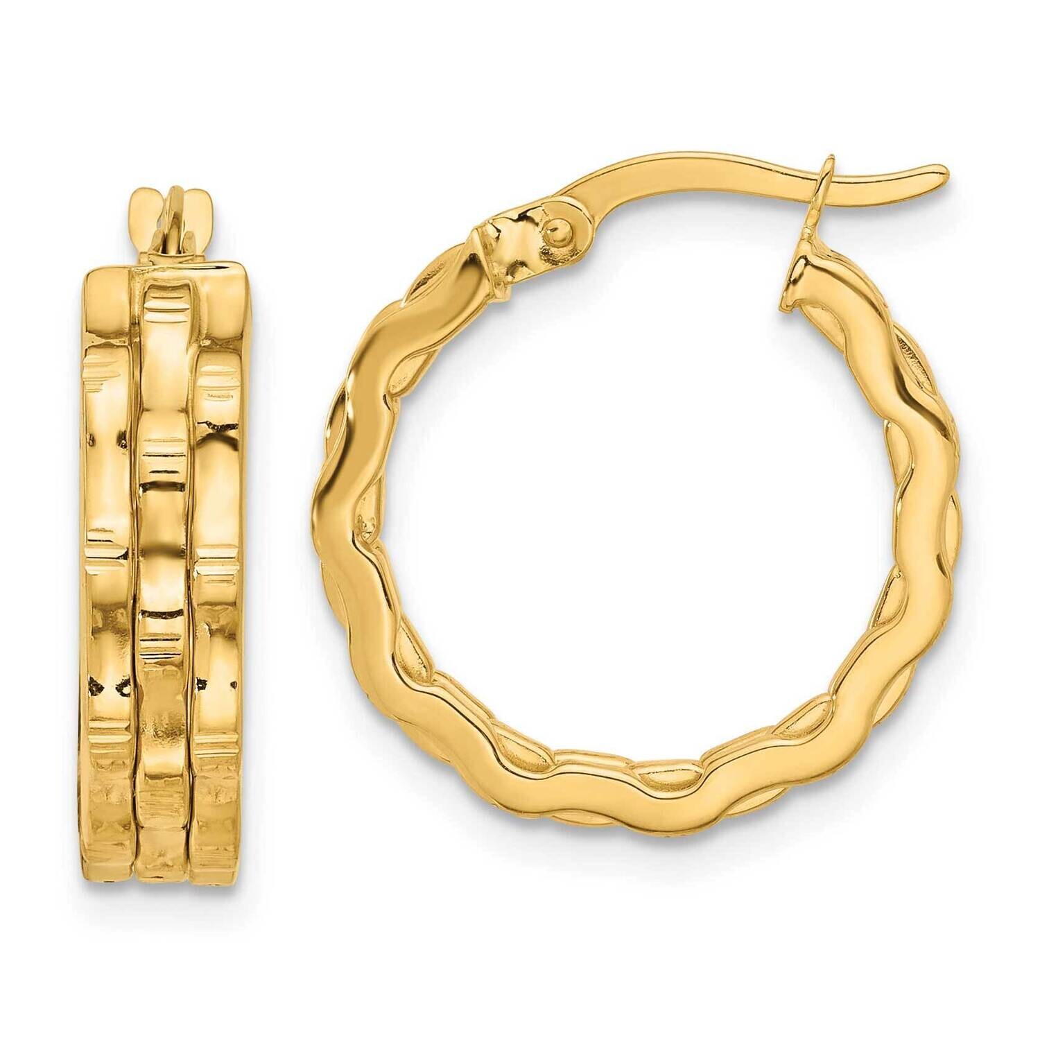 Textured Hoop Earrings 14k Polished Gold TF2229, MPN: TF2229, 196904149430
