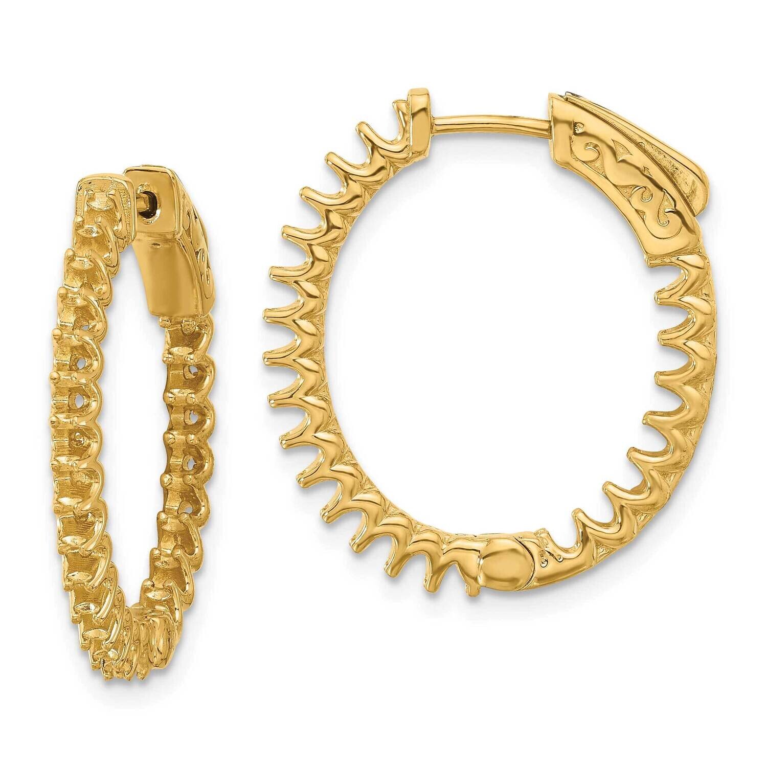 1.6Ct 46-2.0mm In Out Oval Hoop Safety Clasp Earring Mountings 14k Gold XE3248, MPN: XE3248,