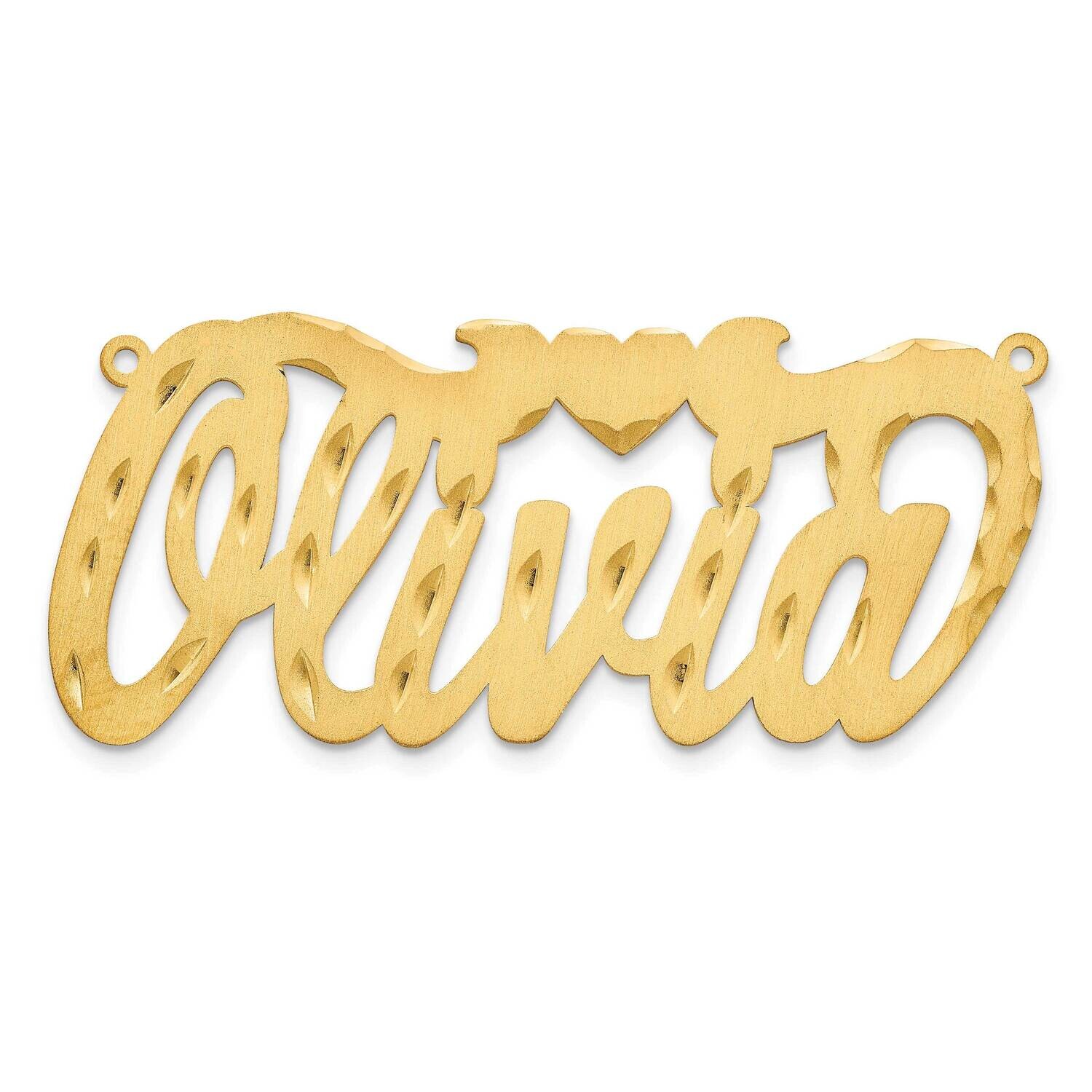 Gold-Plated Satin Diamond-Cut Heart Name Plate Sterling Silver XNA171GP