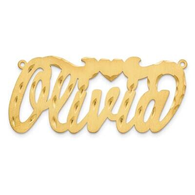 Gold-Plated Satin Diamond-Cut Heart Name Plate Sterling Silver XNA171GP, MPN: XNA171GP,