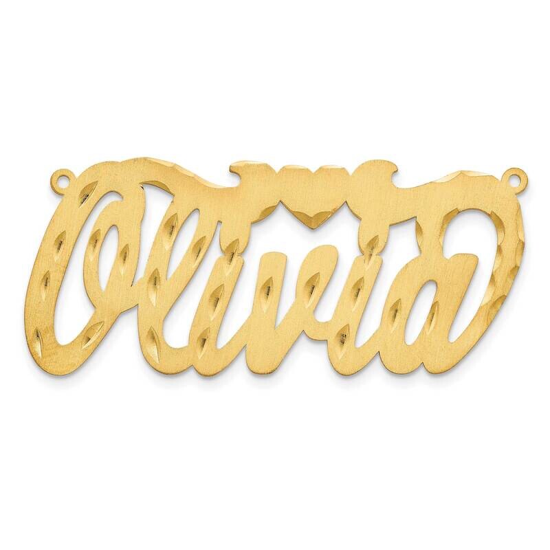 Gold-Plated Satin Diamond-Cut Heart Name Plate Sterling Silver XNA171GP