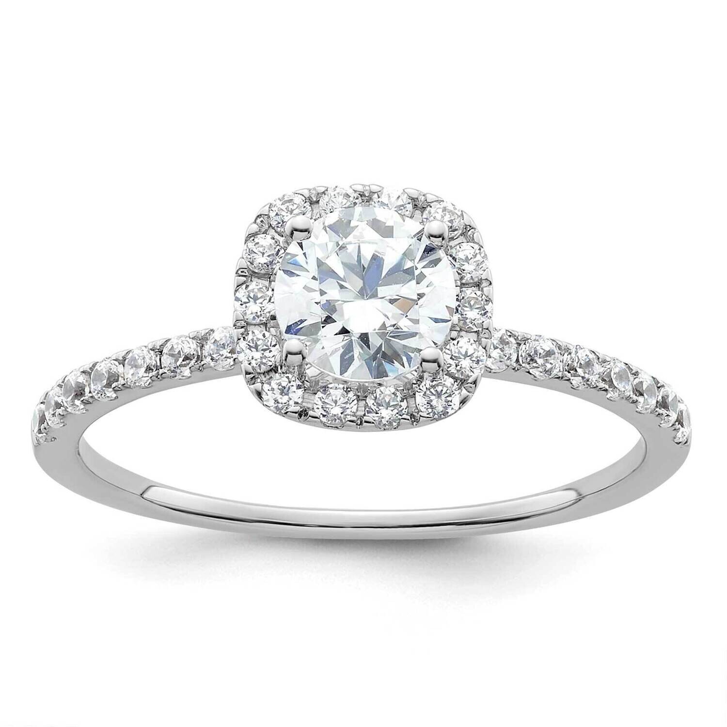 Halo Plus Holds 5/8 Carat 5.5mm Round Center 1/3 Carat Diamond Semi-Mount Engagement Ring 14k White…