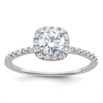 Halo Plus Holds 5/8 Carat 5.5mm Round Center 1/3 Carat Diamond Semi-Mount Engagement Ring 14k White…