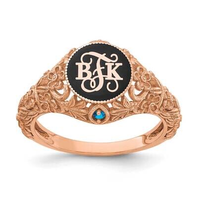 Filigree Birthstone Enameled Monogram Ring 14k Rose Gold XNR82R, MPN: XNR82R, 196904015605