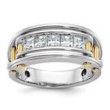 Ibgoodman Men&#39;s Polished Cut-Out 5-Stone 1 Carat Aa Quality Square Diamond Ring 14k Two-Tone Gold B…