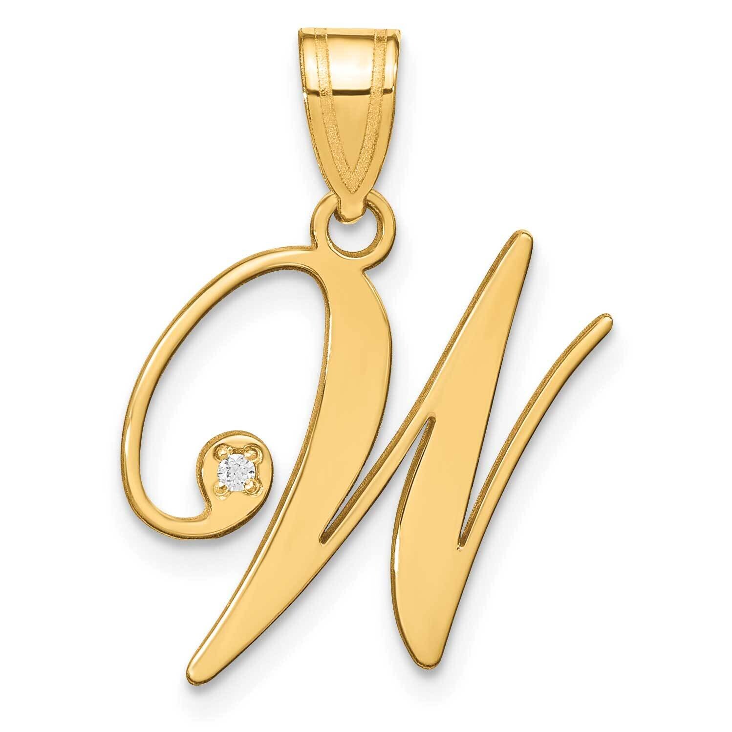 Script Letter W Initial Pendant Diamond 14k Gold YC252W, MPN: YC252W,