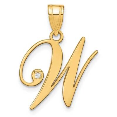 Script Letter W Initial Pendant Diamond 14k Gold YC252W, MPN: YC252W,