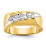 Ibgoodman Men&#39;s Polished Grooved 3-Stone 1/3 Carat Aa Quality Diamond Ring 14k Gold White Rhodium B…