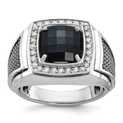 Black Rhodium Ibgoodman Men&#39;s Onyx 1/4 Carat Diamond Complete Ring 14k White Gold B52070-4WOX/AA by…