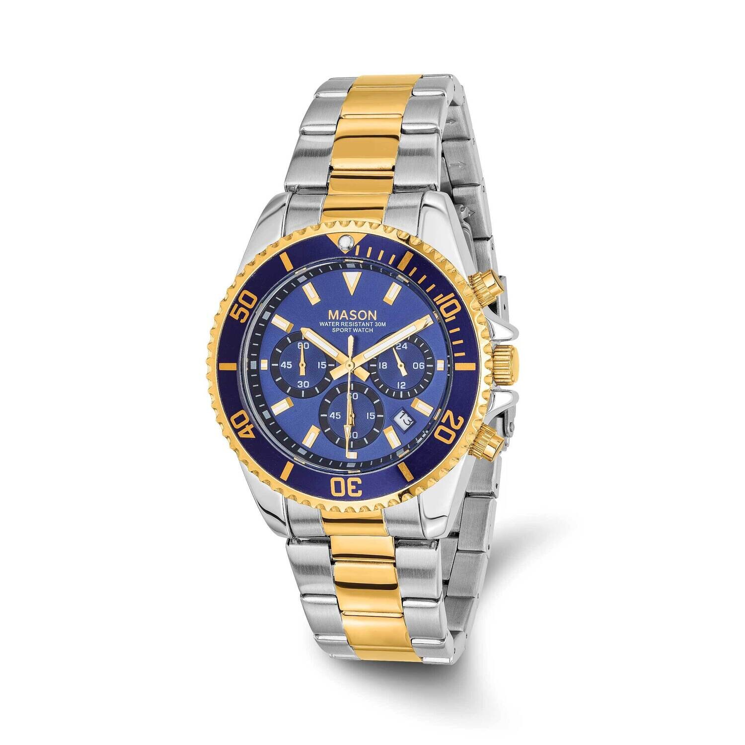 Mason Sales Two-Tone Gold-Plated Chronograph Blue Dial Watc Stainless Steel XWA6512