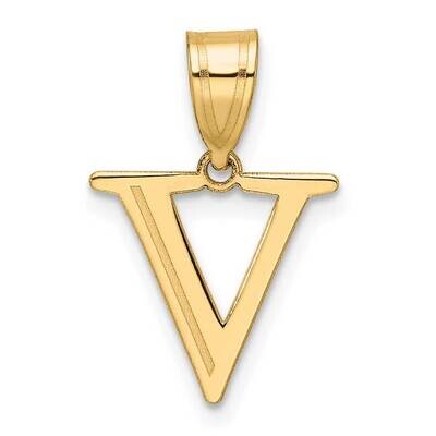 Etched Letter V Initial Pendant 14k Polished Gold YC1539V, MPN: YC1539V,