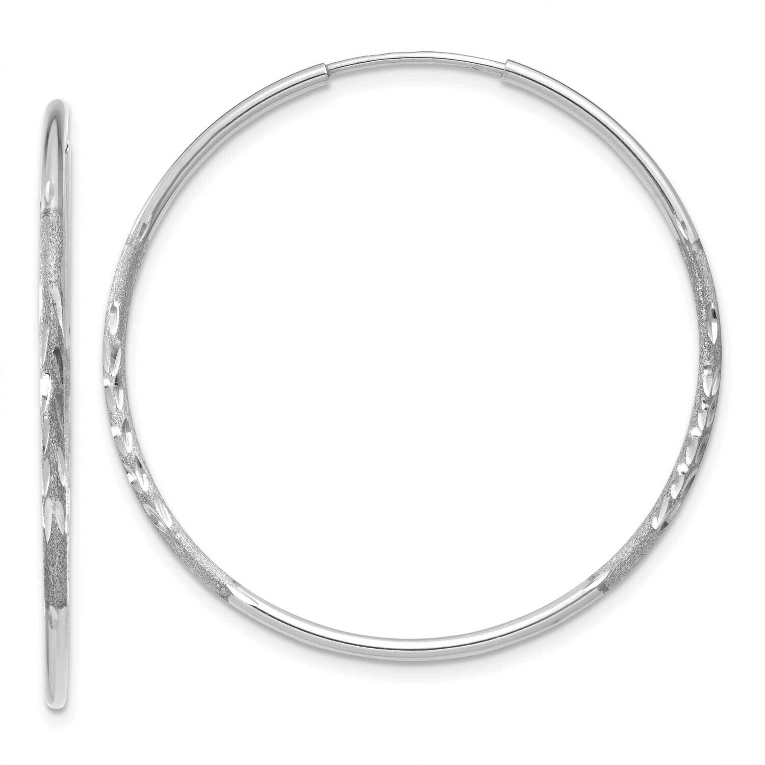 1.25mm Diamond-Cut Endless Hoop Earring 14k White Gold XY1215W, MPN: XY1215W,