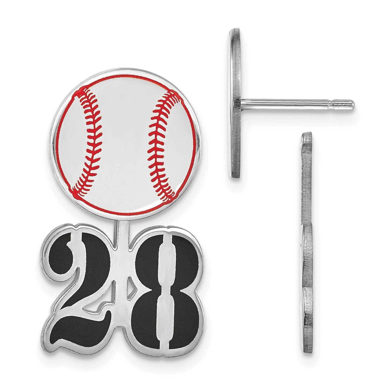 Large Epoxied Baseball Earring Epoxied Number Jacket Sterling Silver XNE98SS, MPN: XNE98SS,