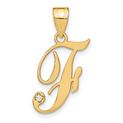 Script Letter F Initial Pendant Diamond 14k Gold YC252F, MPN: YC252F,