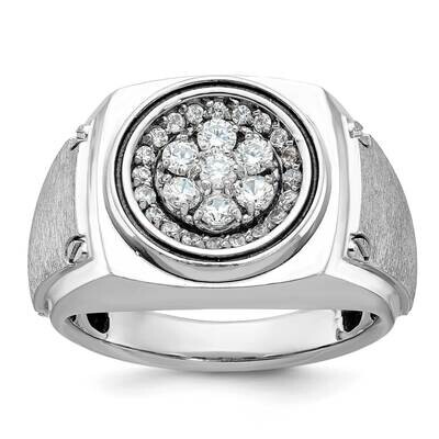 Ibgoodman Men&#39;s Polished Satin 3/4 Carat Aa Quality Diamond Round Cluster Ring 14k White Gold B5915…