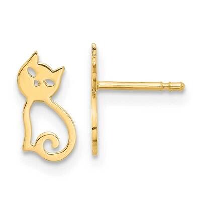Cat Post Earrings 14k Polished Gold YE2217, MPN: YE2217, 716838383320