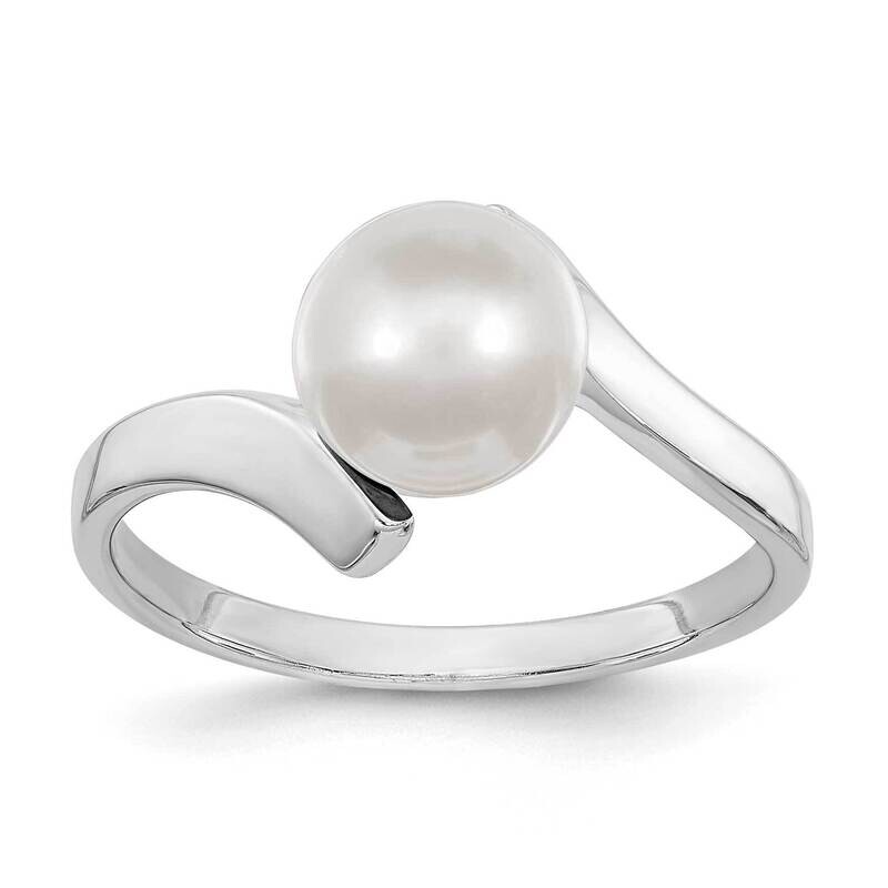 7mm Fw Cultured Pearl Ring 14k White Gold Y1858PL