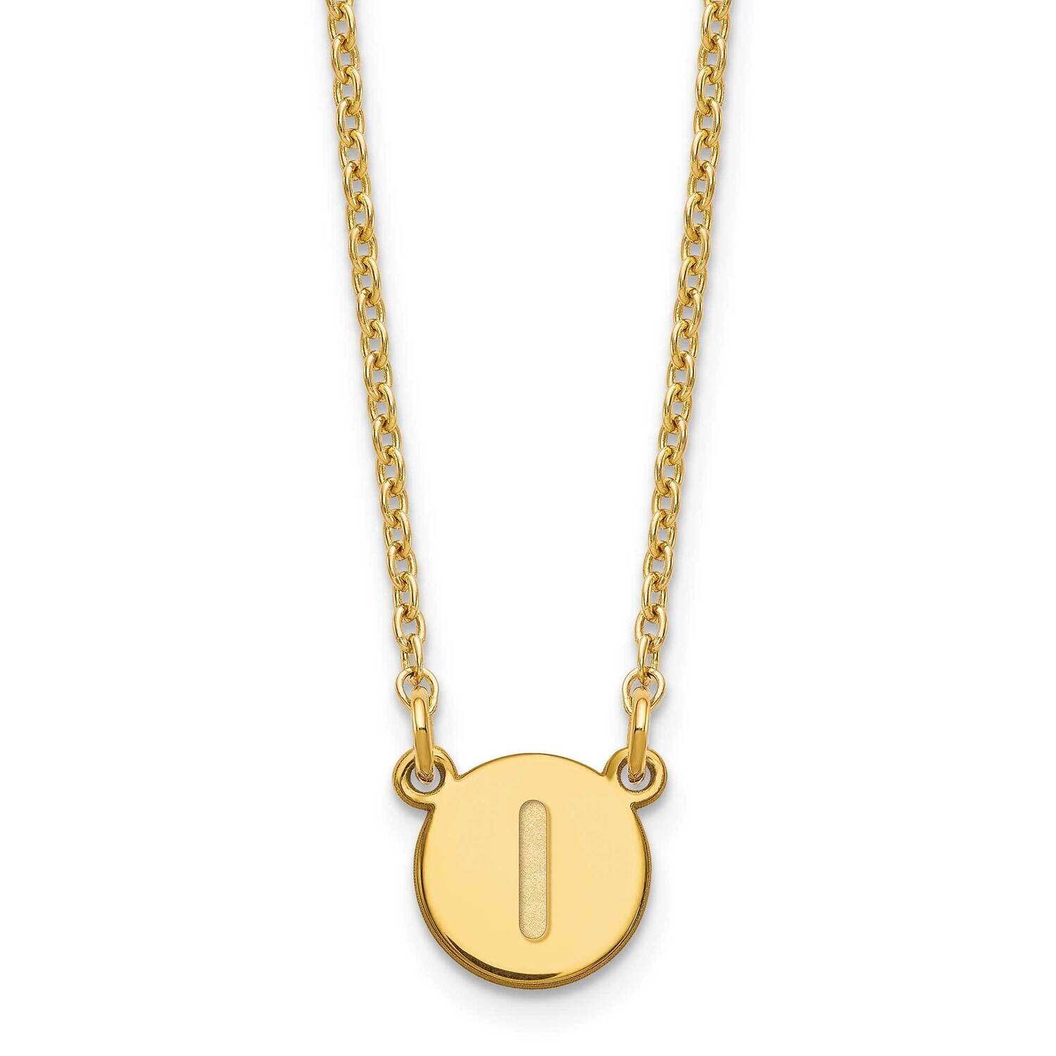 Gold-Plated Tiny Circle Block Letter I Initial Necklace Sterling Silver XNA722GP/I, MPN: XNA722GP/I,