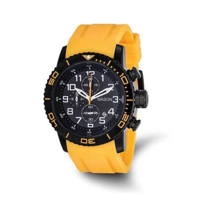 Mason Sales Black Ip-Plated Yellow Silicone BChrono Wat Stainless Steel XWA6543, MPN: XWA6543,