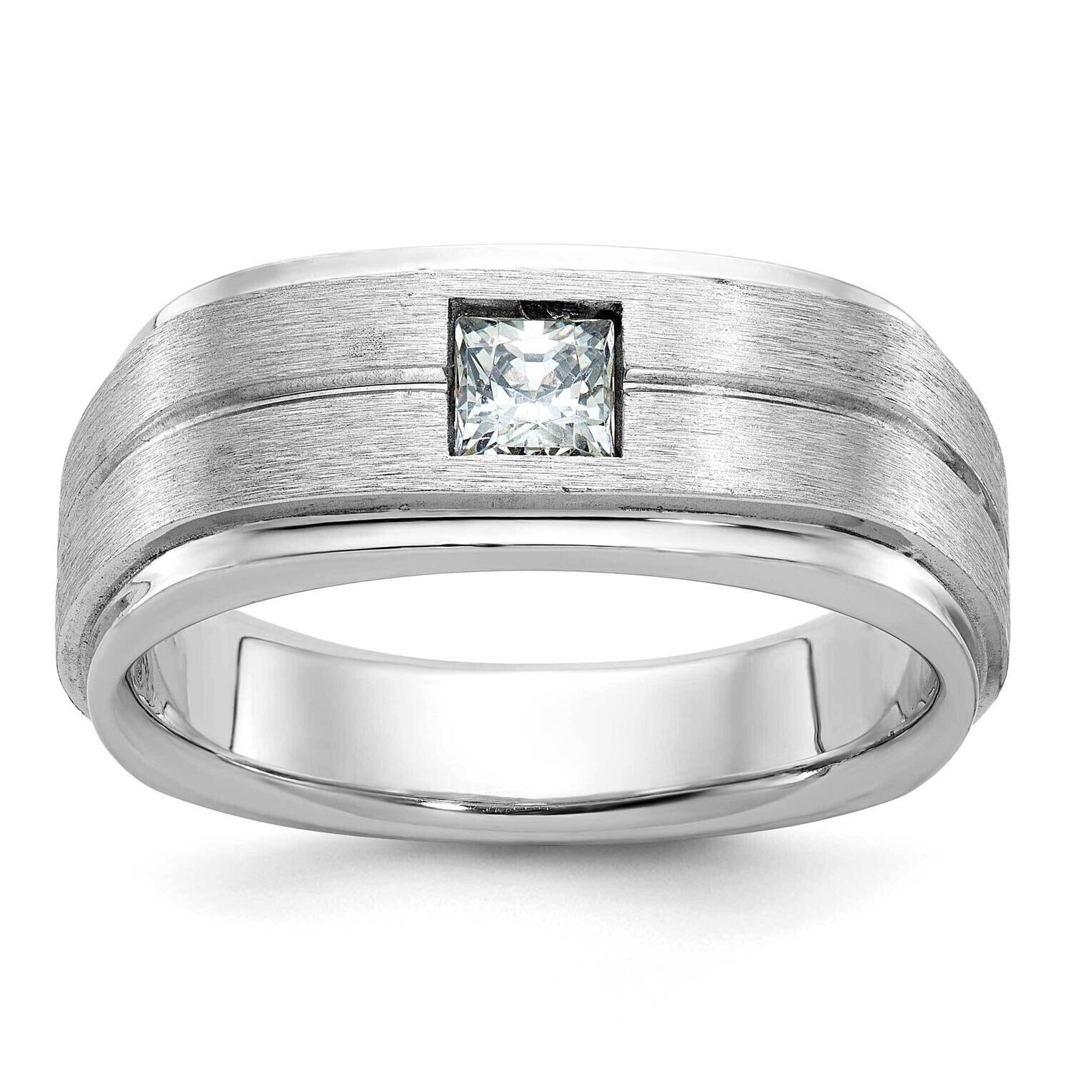 Ibgoodman Men&#39;s Polished Satin 3/8 Carat Diamond Complete Ring 14k White Gold B63266-4WAA