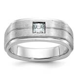 Ibgoodman Men&#39;s Polished Satin 3/8 Carat Diamond Complete Ring 14k White Gold B63266-4WAA by IBGood…