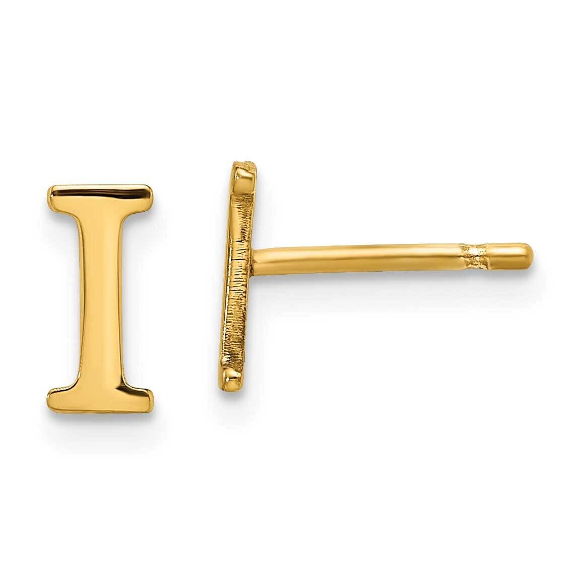 Gold-Plated Letter I Initial Post Earrings Sterling Silver XNE46GP/I, MPN: XNE46GP/I,