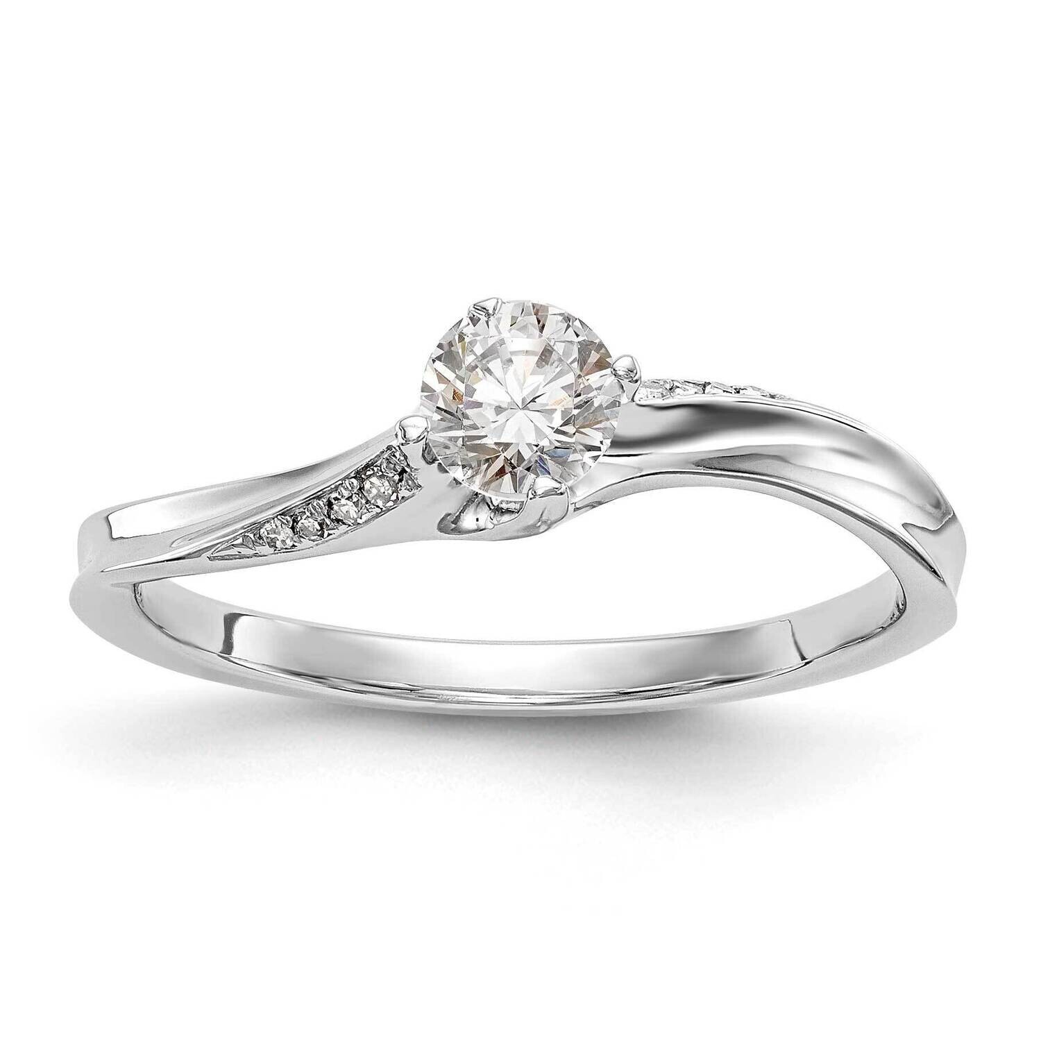 By-Pass Holds 1/4 Carat 4.1mm Round Center .03 Carat Diamond Semi-Mount Engagement Ring 14k White Gold RM2400E-025-WAA