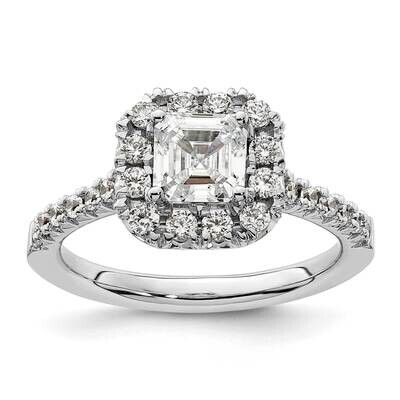 Halo Holds 1.25 Carat 6mm Asscher-Cut Center 1/2 Carat Diamond Semi-Mount Engagement Ring 14k White…