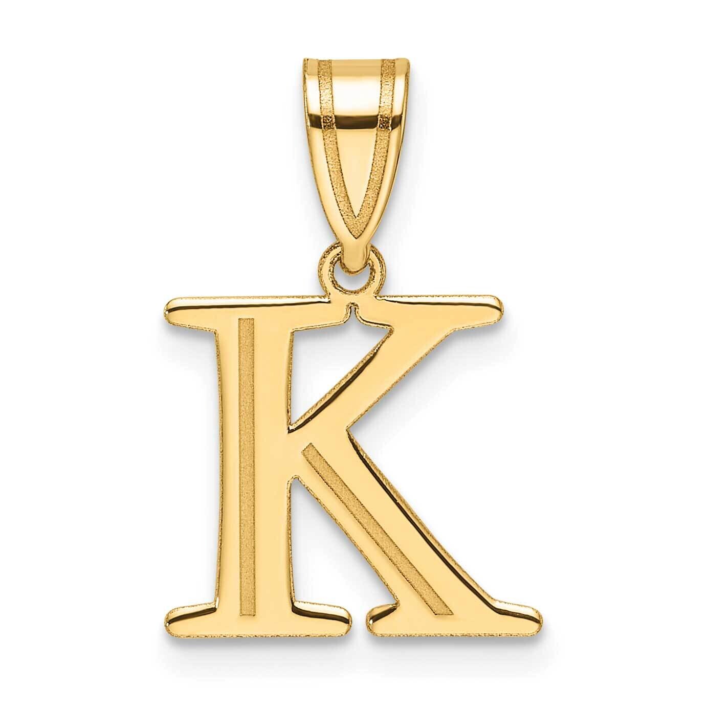 Etched Letter K Initial Pendant 14k Polished Gold YC1539K, MPN: YC1539K,