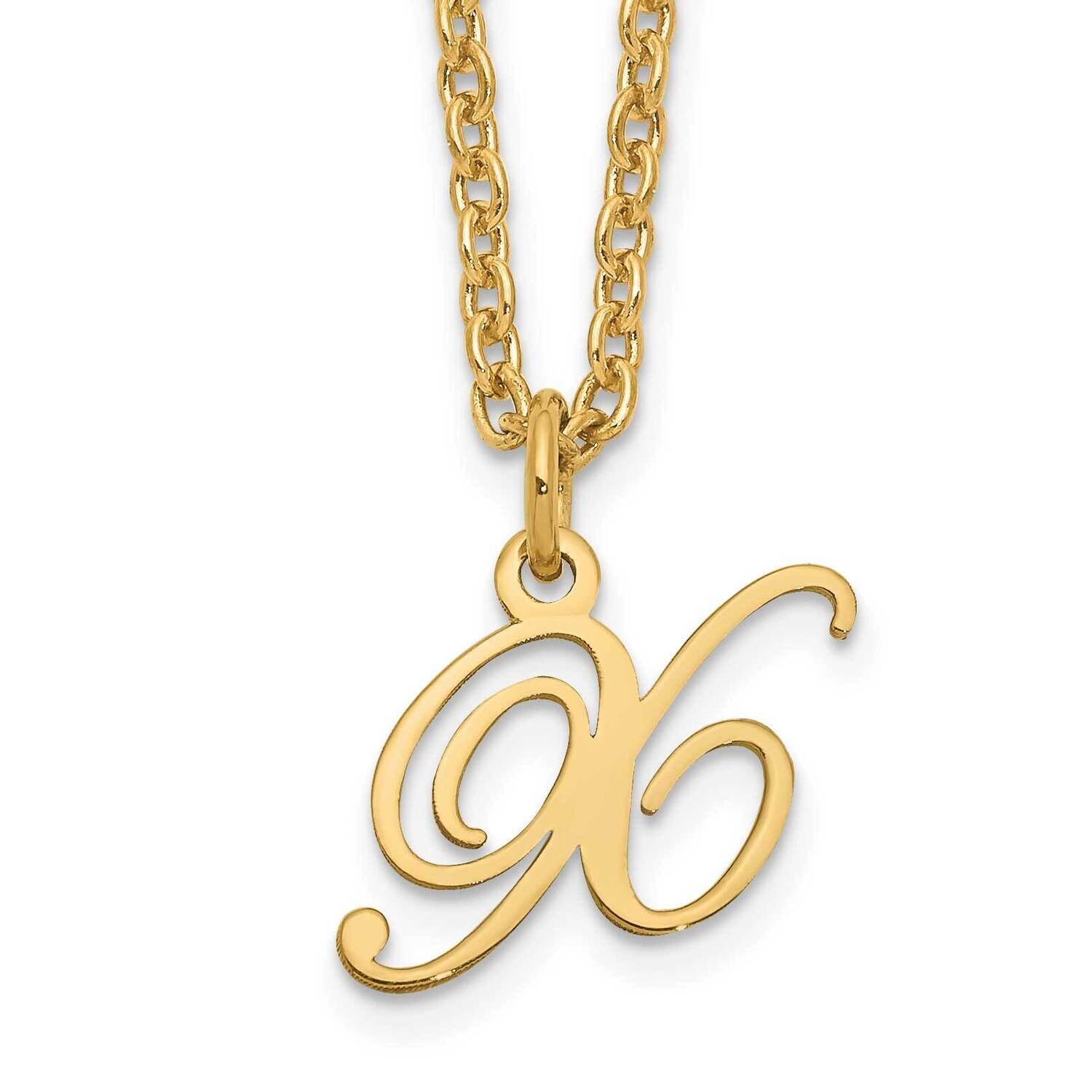 Gold-Plated Letter X Initial Necklace Sterling Silver XNA756GP/X, MPN: XNA756GP/X,