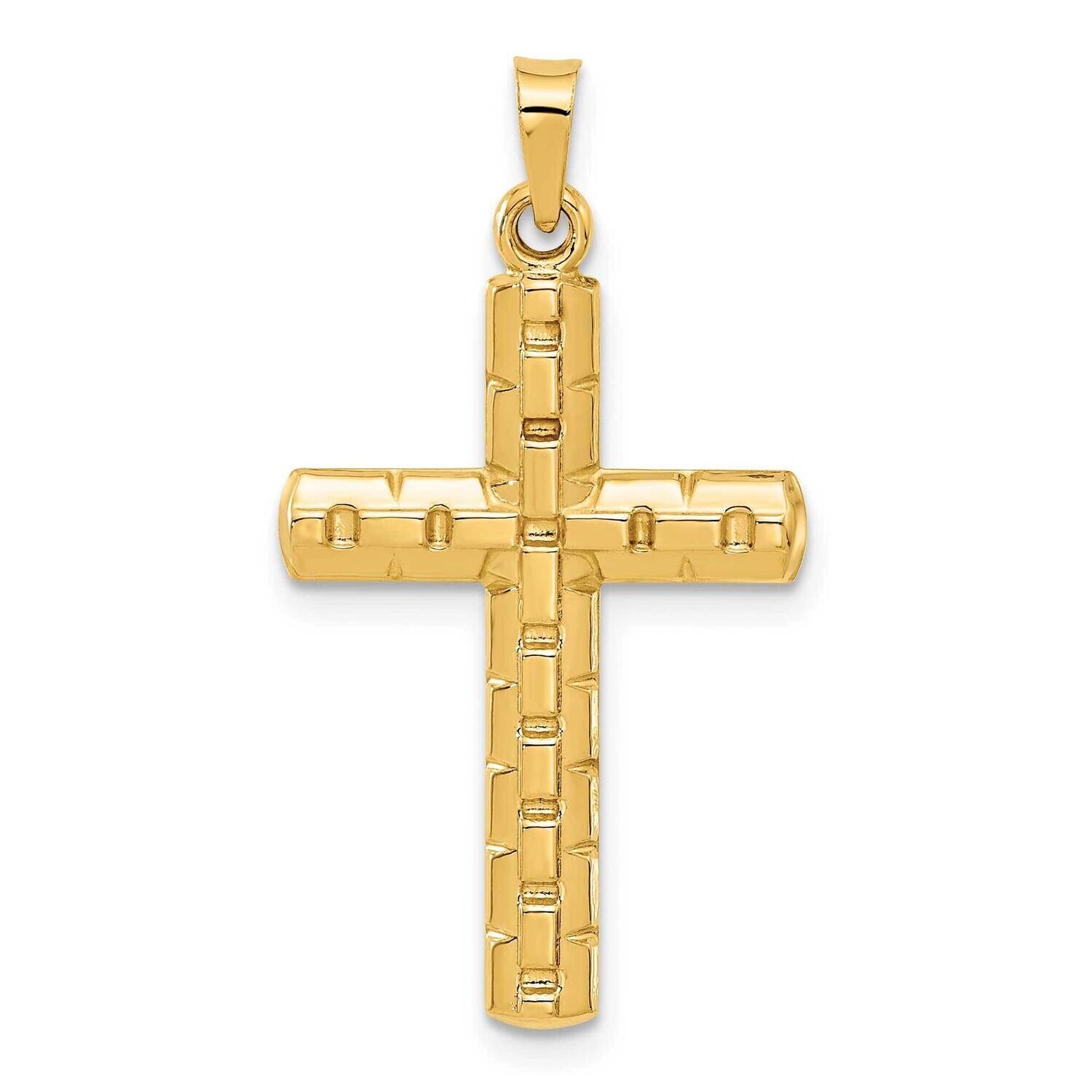 Textured Hollow Latin Cross Pendant 14k Polished Gold XR2079