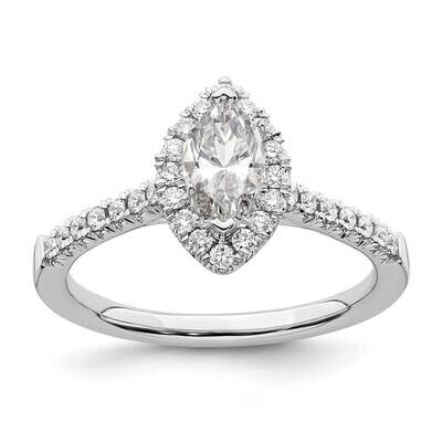 Halo Holds 1/2 Carat 7.9X4.1mm Marquise Center 1/3 Carat Diamond Semi-Mount Engagement Ring 14k Whi…