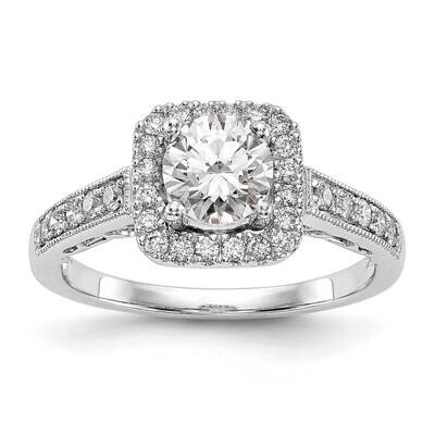 Halo Plus Holds 3/4 Carat 6.00mm Round Center 1/3 Carat Diamond Semi-Mount Engagement Ring 14k Whit…