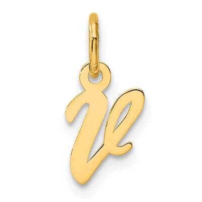 Small Script Letter V Initial Charm 14k Gold YC1553V, MPN: YC1553V,