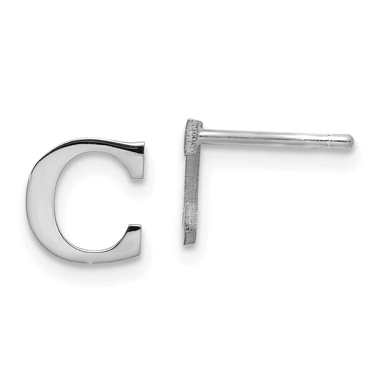Letter C Initial Post Earrings Sterling Silver Rhodium-Plated XNE46SS/C