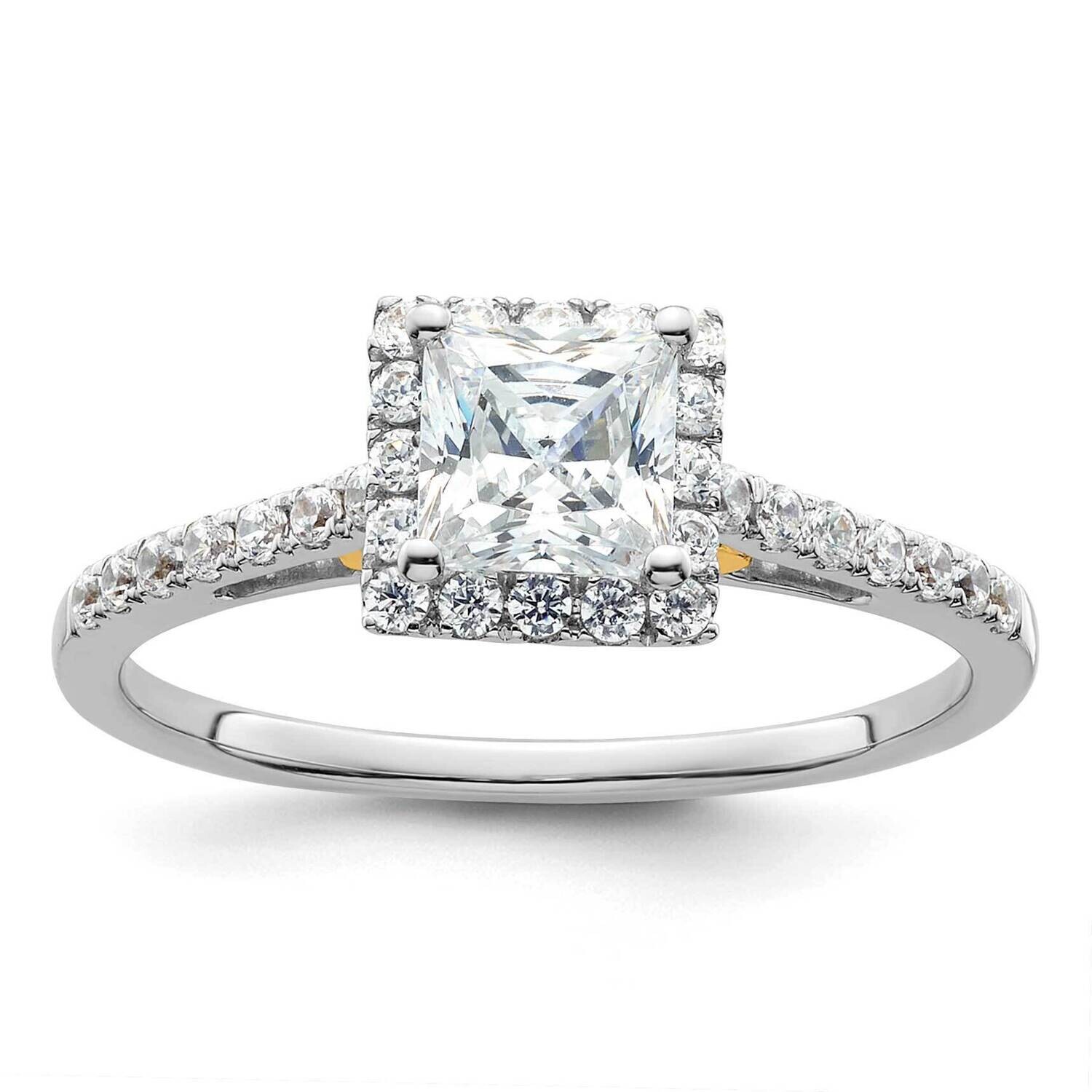 Halo Holds 3/4 Carat 5.00mm Princess Center 1/3 Carat Diamond Semi-Mount Engagement Ring 14k Two-To…