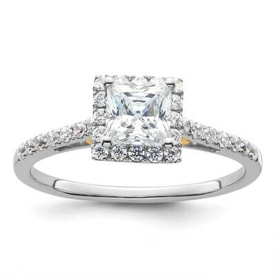 Halo Holds 3/4 Carat 5.00mm Princess Center 1/3 Carat Diamond Semi-Mount Engagement Ring 14k Two-To…
