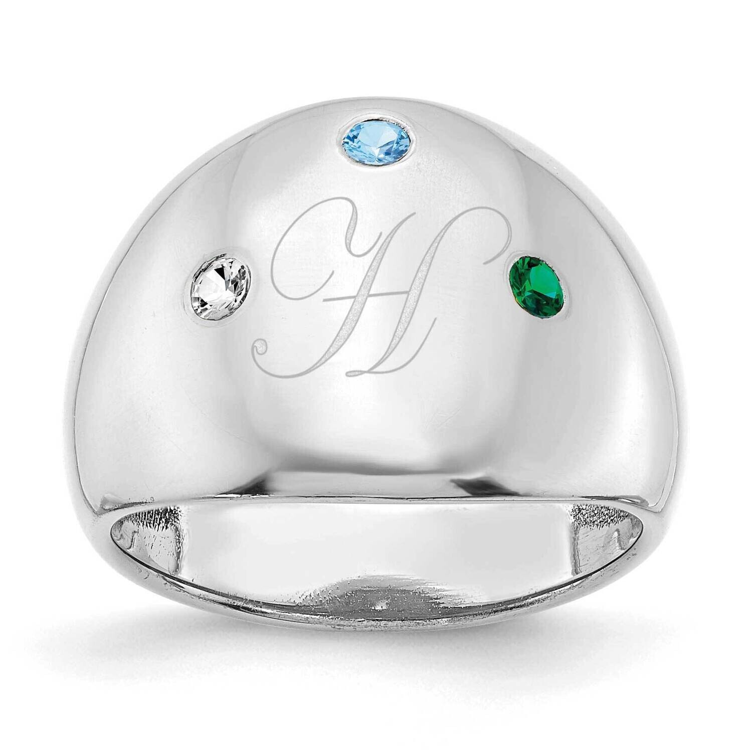 3 Birthstone Personalized Cigar Ring 14k White Gold XNR111W, MPN: XNR111W,