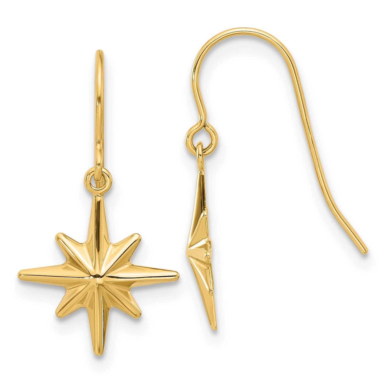 Dangle Star Earrings 14k Gold YE2199, MPN: YE2199, 716838383368