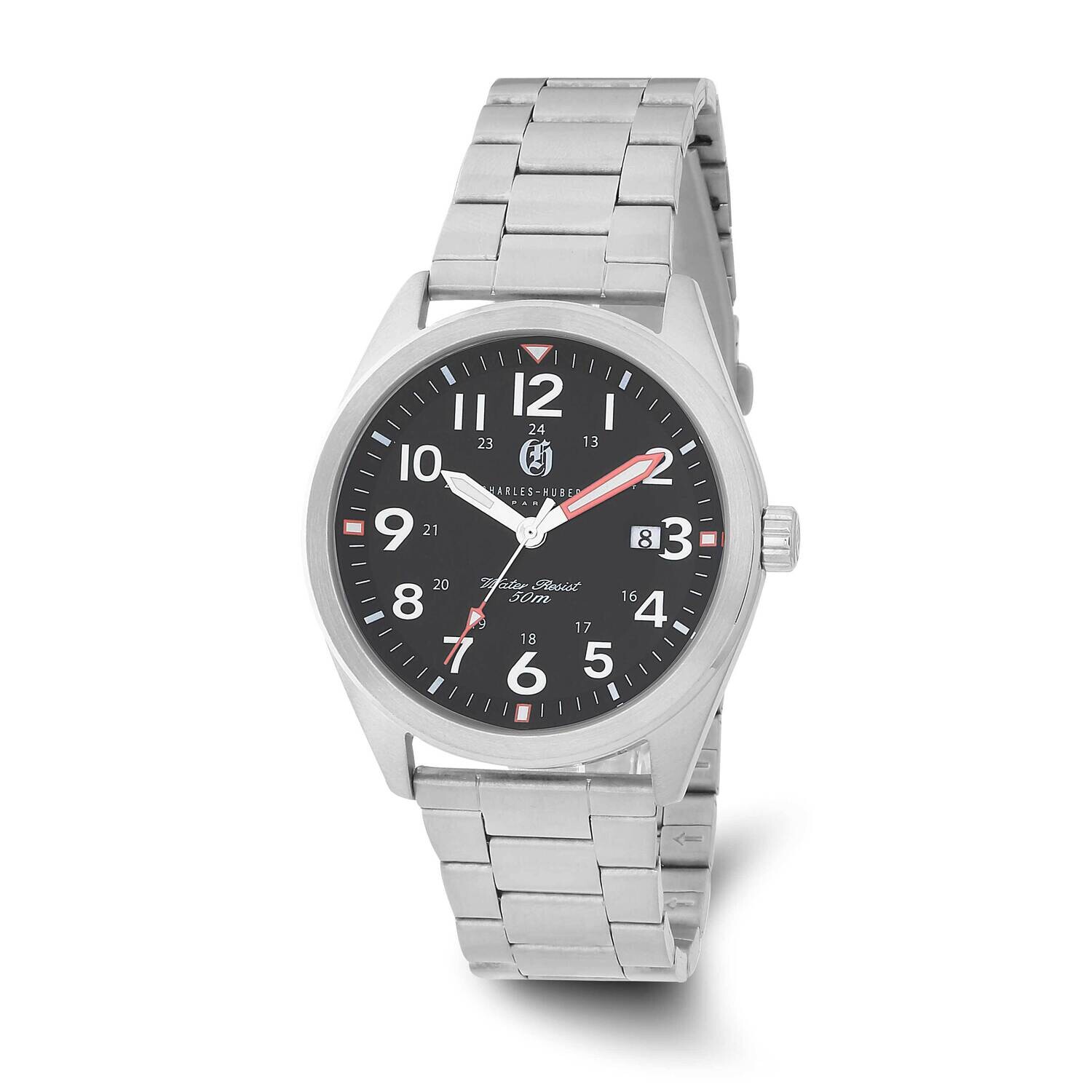 Charles Hubert Black Dial Watch Stainless Steel XWA6573