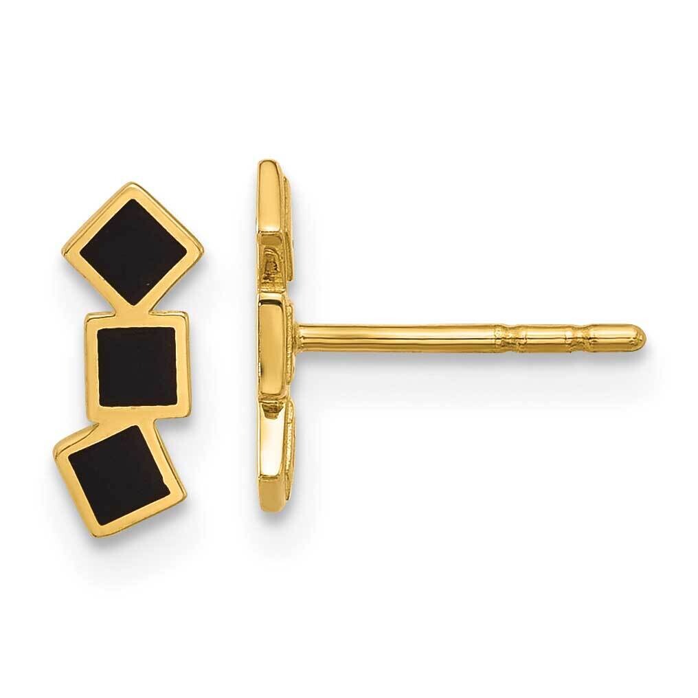 Black Epoxy Squares Post Earrings 14k Gold YE2171, MPN: YE2171,