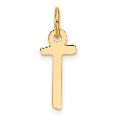 Slanted Block Letter T Initial Charm 14k Gold YC1552T, MPN: YC1552T,