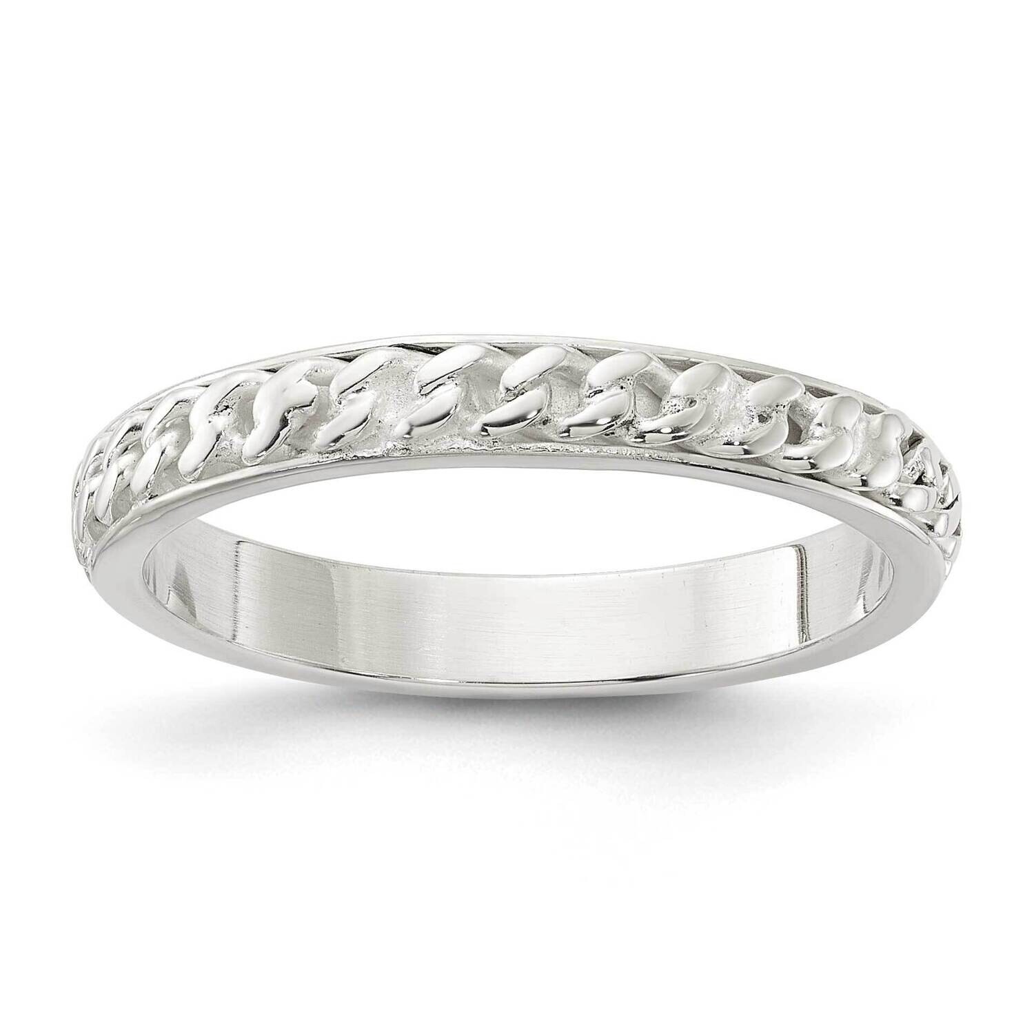 Chain Inlay Design 3mm Band Sterling Silver QR7513-7