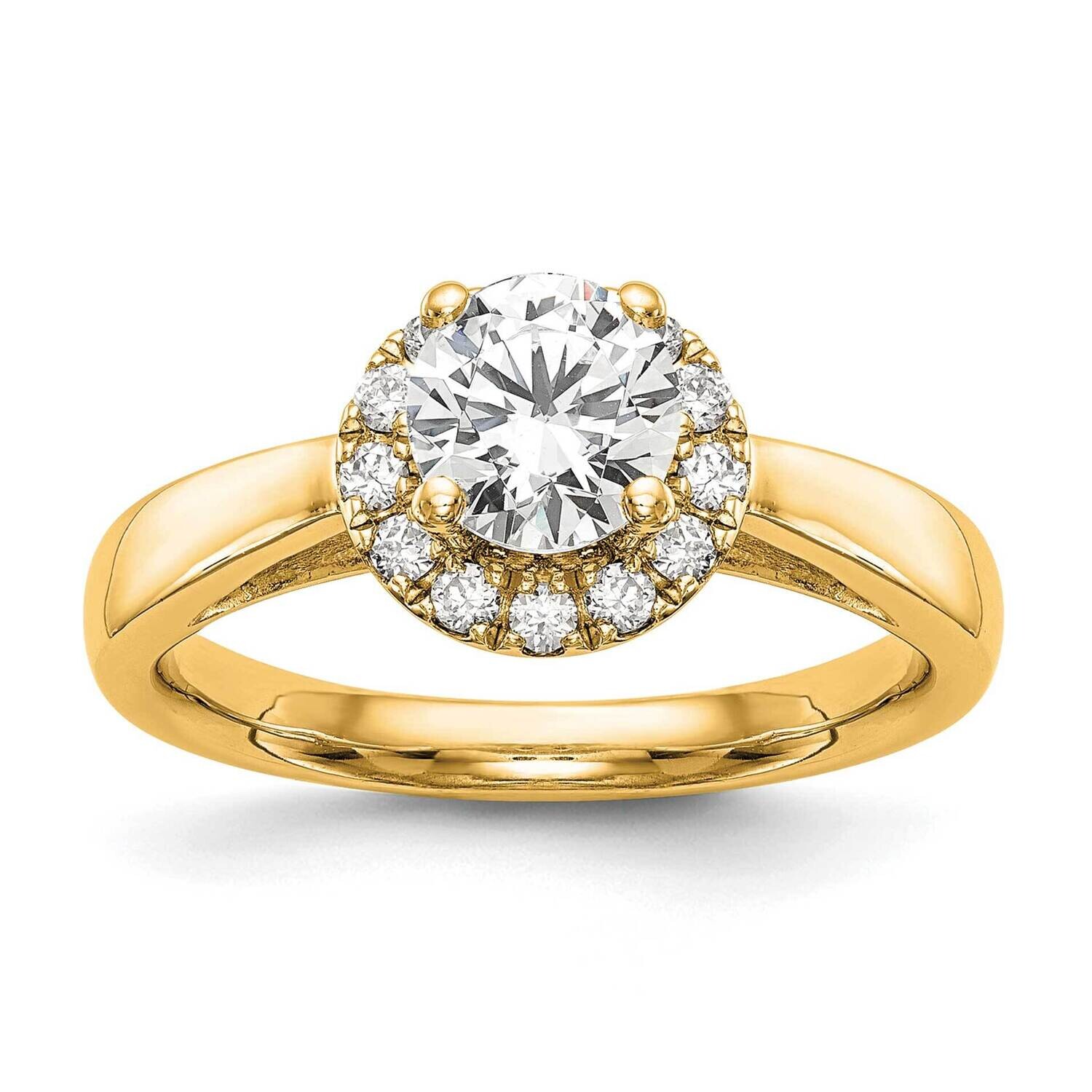 Round Halo Diamond Semi-Mount Engagement Ring 14k Gold RM2038E-100-YAA